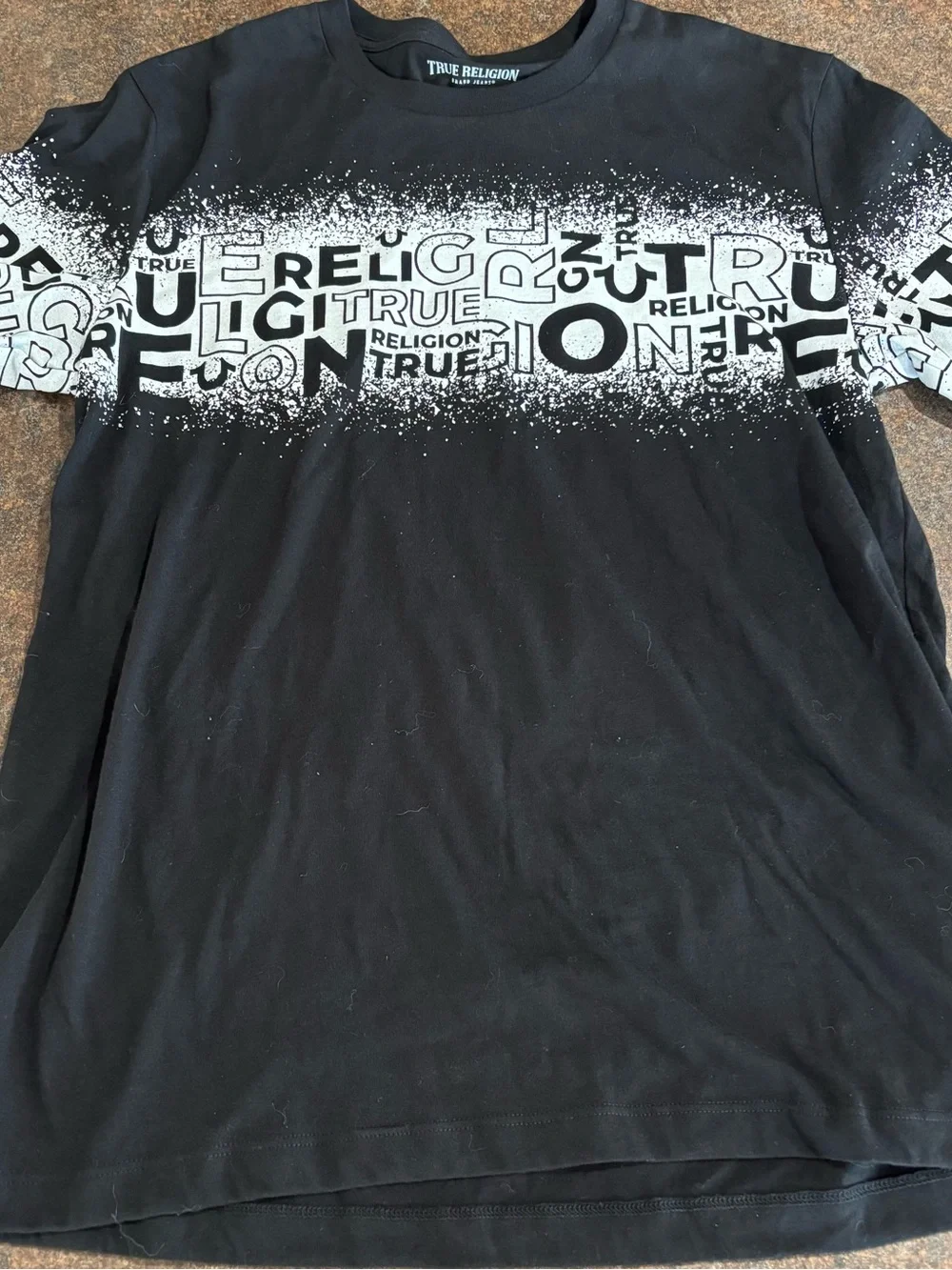 MEN TRUE RELIGION True Stipple Graphic Onyx Black T SHIRT MEDIUM